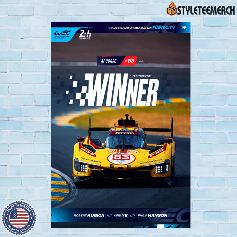 Official Le Mans 2025 Ferrari 83 AF Corse Winning Car Poster 9 Official Le Mans 2025 Ferrari 83 AF Corse Winning Car Poster