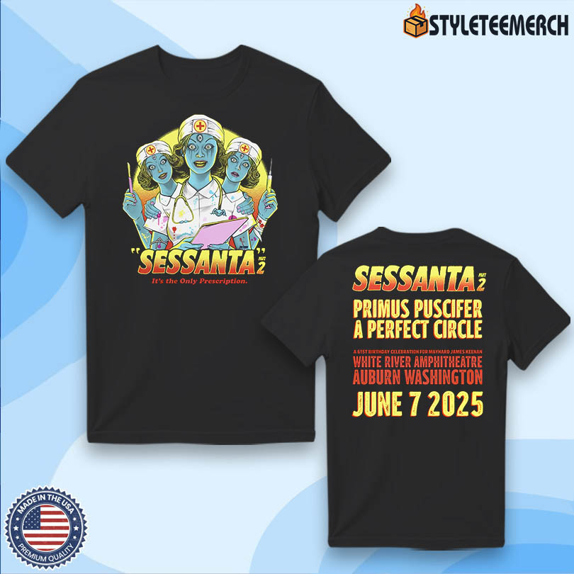 Sessanta Primus Puscifer A Perfect Circle White River Amphitheatre Auburn WA 2025 Tee 4 Sessanta Primus Puscifer A Perfect Circle White River Amphitheatre Auburn WA 2025 Tee